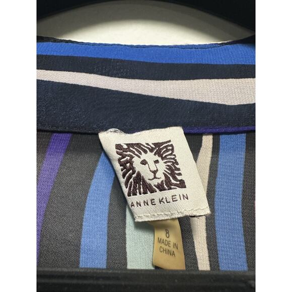 Anne Klein Women’s Size 8 Multicolor Stripe V-Neck A-Line Dress 3/4 Sleeve - Picture 5 of 6